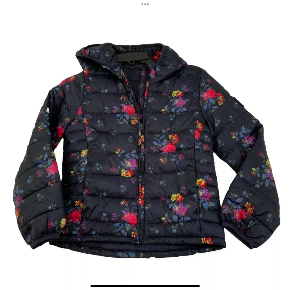 GAP Kids Floral Puffer Jacket - Navy and Pink